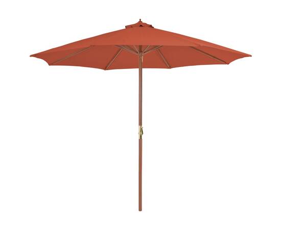 Umbrelă de exterior cu stâlp din lemn, 300 cm, teracotă