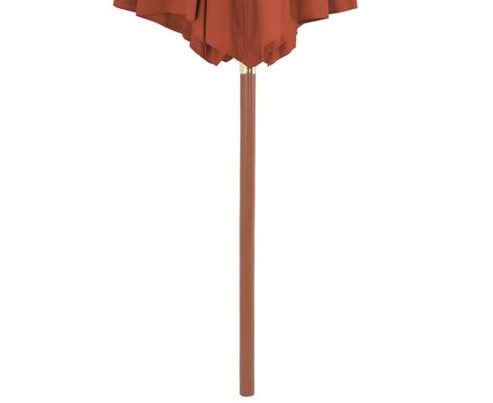 Umbrelă de exterior cu stâlp din lemn, 300 cm, teracotă, 5 image