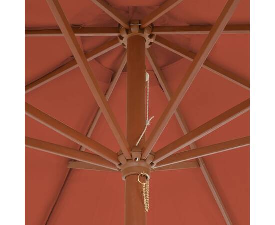 Umbrelă de exterior cu stâlp din lemn, 300 cm, teracotă, 2 image