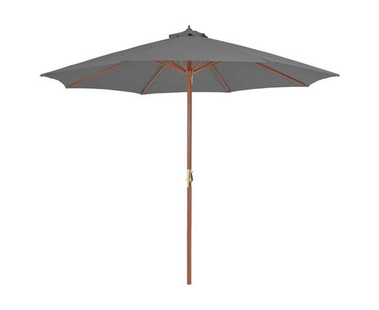 Umbrelă de soare de exterior, stâlp din lemn, 300 cm, antracit