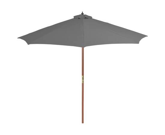 Umbrelă de soare de exterior, stâlp din lemn, 300 cm, antracit, 3 image