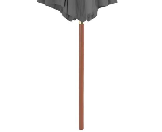 Umbrelă de soare de exterior, stâlp din lemn, 300 cm, antracit, 5 image