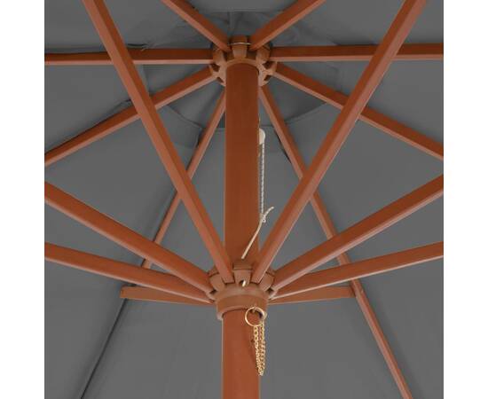 Umbrelă de soare de exterior, stâlp din lemn, 300 cm, antracit, 2 image
