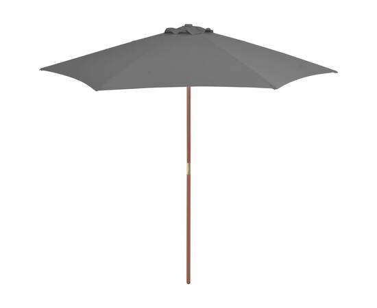 Umbrelă de soare de exterior, stâlp din lemn, antracit, 270 cm