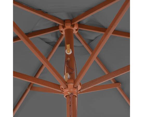Umbrelă de soare de exterior, stâlp din lemn, antracit, 270 cm, 2 image