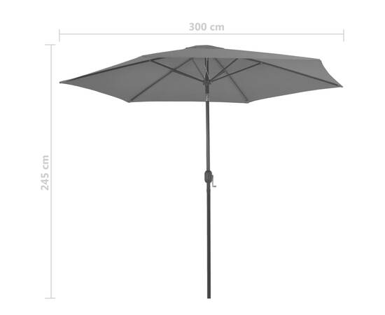 Umbrelă de soare de exterior, stâlp din metal, 300 cm, antracit, 7 image