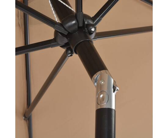 Umbrelă de soare de exterior, stâlp metalic, 300 cm, gri taupe, 3 image