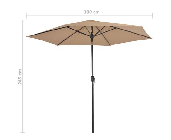Umbrelă de soare de exterior, stâlp metalic, 300 cm, gri taupe, 7 image