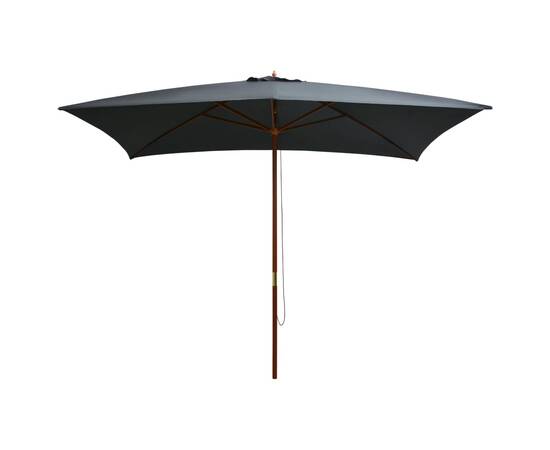 Umbrelă de soare exterior, stâlp lemn, 200x300 cm, antracit