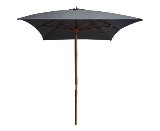 Umbrelă de soare exterior, stâlp lemn, 200x300 cm, antracit, 3 image