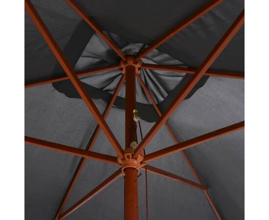 Umbrelă de soare exterior, stâlp lemn, 200x300 cm, antracit, 2 image