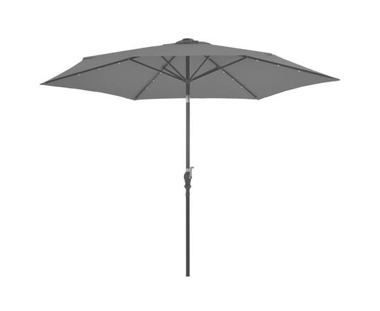 Umbrelă de soare exterior cu led & stâlp de oțel antracit 300cm