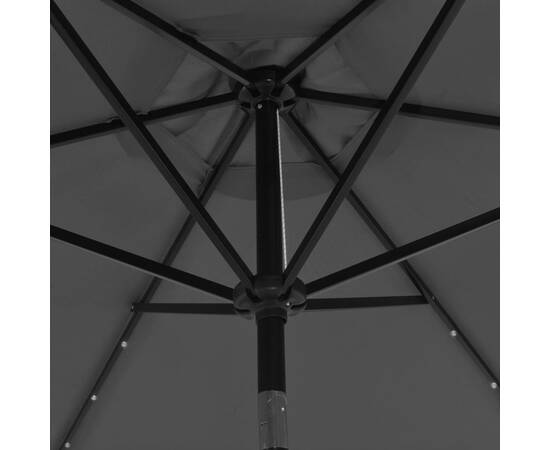 Umbrelă de soare exterior cu led & stâlp de oțel antracit 300cm, 2 image