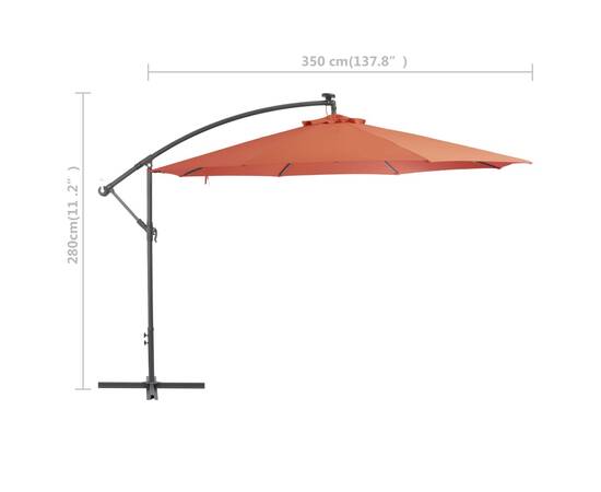 Umbrelă suspendată, stâlp din aluminiu, 350 cm, teracota, 8 image