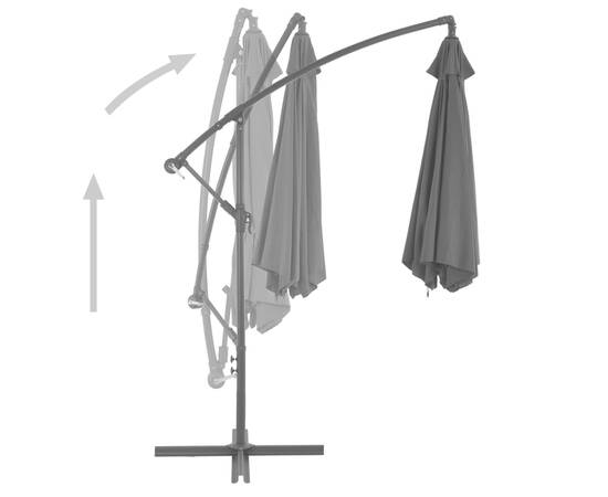 Umbrelă suspendată cu stâlp din aluminiu, 300 cm, antracit, 4 image