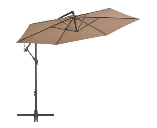 Umbrelă suspendată cu stâlp din aluminiu, 300 cm, gri taupe