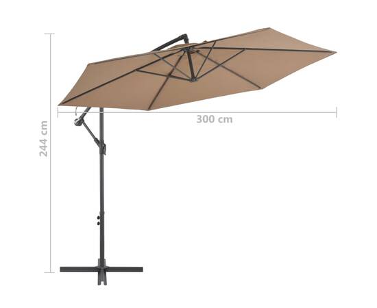 Umbrelă suspendată cu stâlp din aluminiu, 300 cm, gri taupe, 8 image