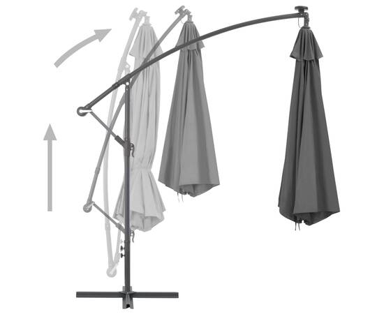 Umbrelă suspendată cu stâlp din aluminiu, 350 cm, antracit, 4 image