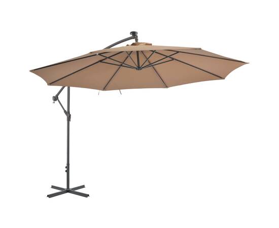 Umbrelă suspendată cu stâlp din aluminiu, 350 cm, gri taupe, 2 image