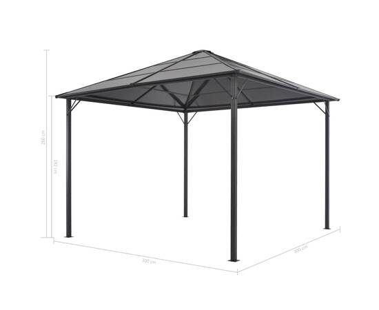 Pavilion cu acoperiș, negru, 3 x 3 m, aluminiu, 5 image