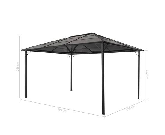 Pavilion cu acoperiș, negru, 4 x 3 x 2,6 m, aluminiu, 5 image