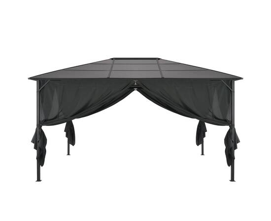 Pavilion cu perdea, negru, 4 x 3 x 2,6 m, aluminiu, 4 image
