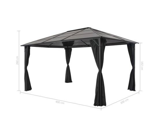 Pavilion cu perdea, negru, 4 x 3 x 2,6 m, aluminiu, 7 image