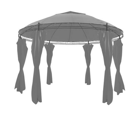 Pavilion cu perdele, antracit, 3,5 x 2,7 m, rotund, 2 image