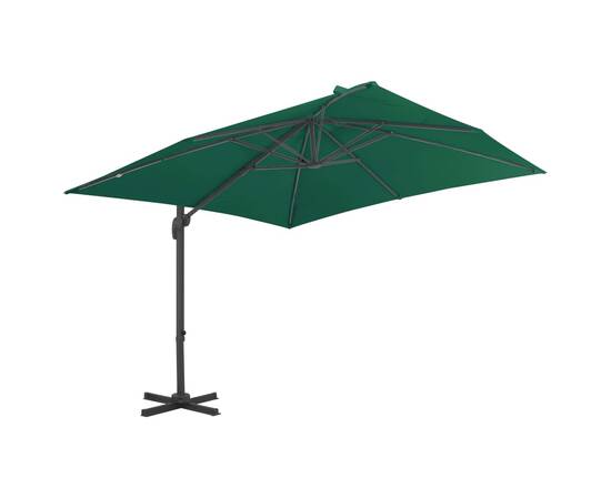 Umbrelă în consolă cu stâlp din aluminiu, verde, 300x300 cm, 3 image