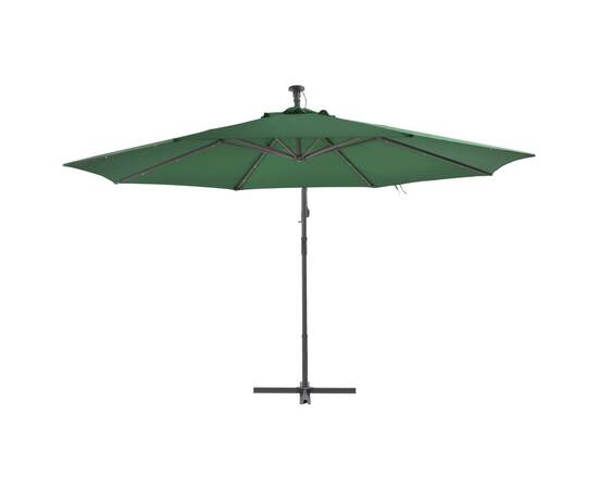 Umbrelă de consolă cu led și stâlp de metal, verde, 350 cm, 3 image