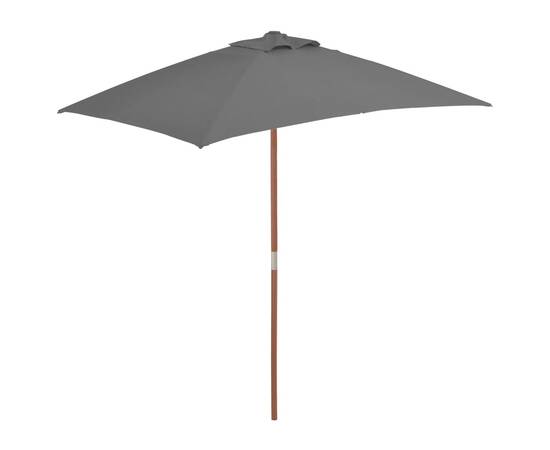 Umbrelă de soare, exterior, stâlp lemn, 150x200 cm, antracit