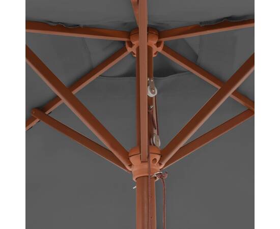 Umbrelă de soare, exterior, stâlp lemn, 150x200 cm, antracit, 2 image