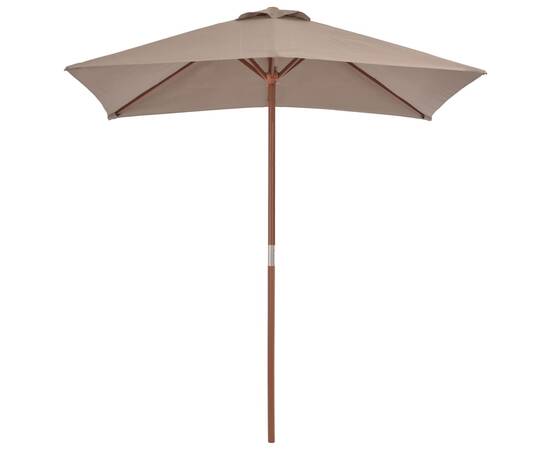 Umbrelă de soare, exterior, stâlp lemn, 150x200 cm, gri taupe, 3 image