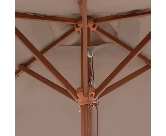 Umbrelă de soare, exterior, stâlp lemn, 150x200 cm, gri taupe, 2 image