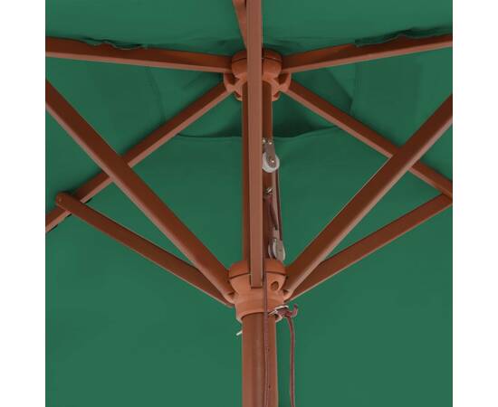 Umbrelă de soare, exterior, stâlp lemn, 150x200 cm, verde, 2 image