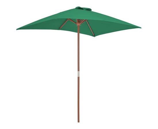 Umbrelă de soare, exterior, stâlp lemn, 150x200 cm, verde, 5 image