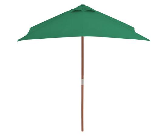 Umbrelă de soare, exterior, stâlp lemn, 150x200 cm, verde, 4 image