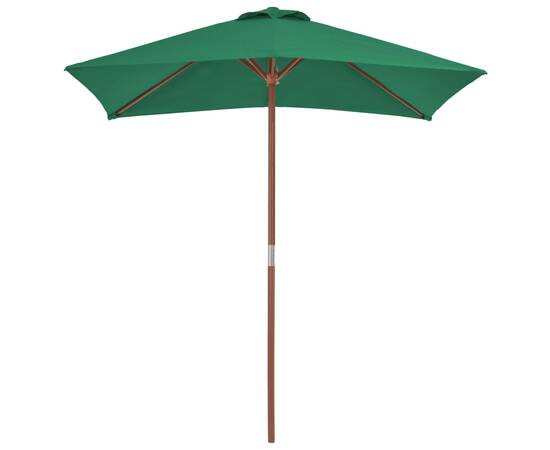 Umbrelă de soare, exterior, stâlp lemn, 150x200 cm, verde, 3 image