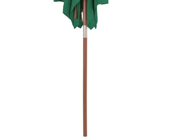 Umbrelă de soare, exterior, stâlp lemn, 150x200 cm, verde, 7 image