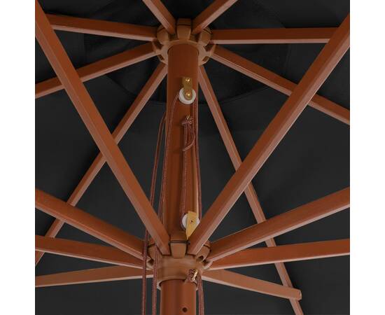 Umbrelă de soare de exterior, stâlp din lemn, antracit, 350 cm, 2 image
