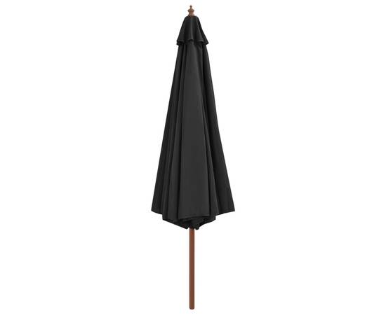 Umbrelă de soare de exterior, stâlp din lemn, antracit, 350 cm, 3 image