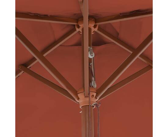 Umbrelă de soare de exterior, stâlp lemn, 150x200 cm, teracotă, 2 image