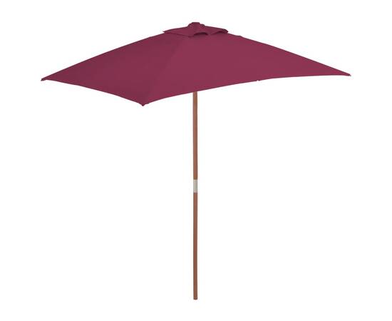 Umbrelă de soare de exterior, stâlp lemn, 150x200 cm roșu bordo