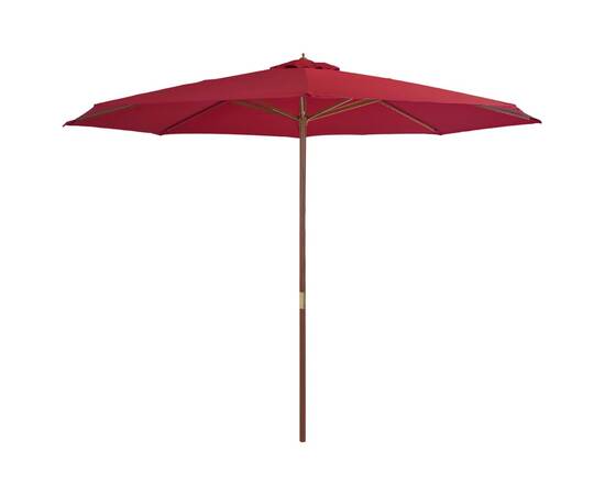 Umbrelă de soare de exterior cu stâlp din lemn, vișiniu, 350 cm