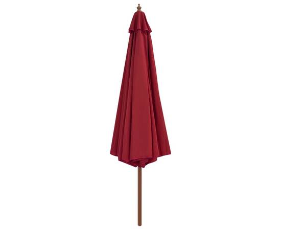 Umbrelă de soare de exterior cu stâlp din lemn, vișiniu, 350 cm, 3 image