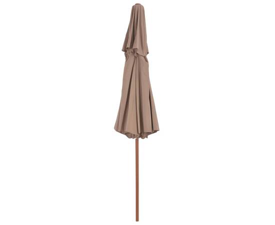 Umbrelă de soare dublă, stâlp din lemn, 270 cm, gri taupe, 5 image