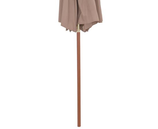 Umbrelă de soare dublă, stâlp din lemn, 270 cm, gri taupe, 7 image