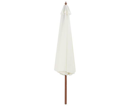 Umbrelă de soare exterior, stâlp din lemn, alb nisipiu, 350 cm, 3 image