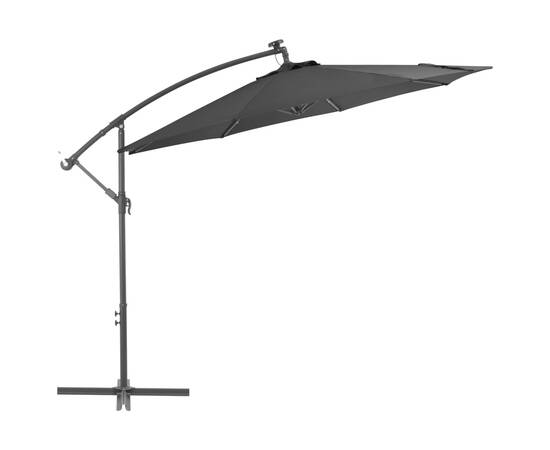 Umbrelă suspendată cu led și stâlp din oțel, antracit, 300 cm, 2 image