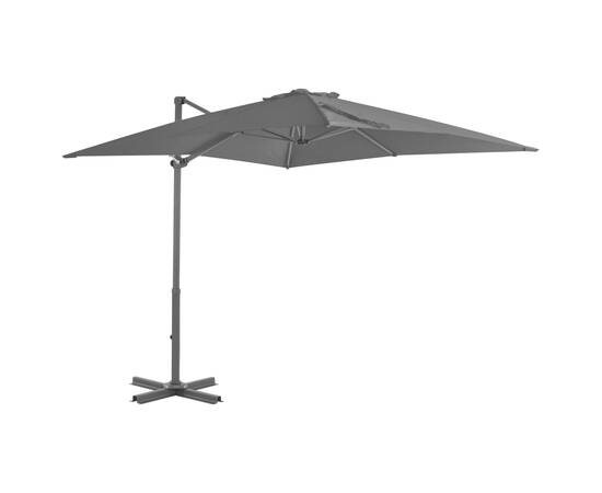 Umbrelă suspendată cu stâlp din aluminiu, antracit, 250x250 cm